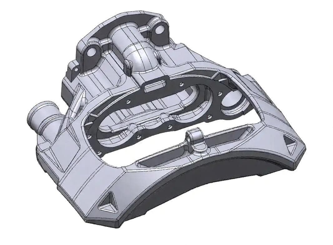Rekonstruierte CAD-Geometrie des Bremssatteldeckels